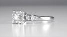 1950's Platinum Retro Moderne Lucky Clover Diamond Engagement Ring
