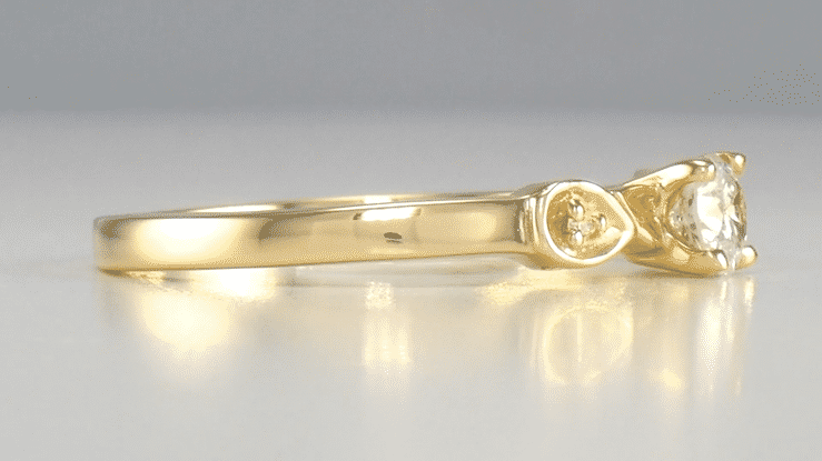 Classic 1950's Retro Moderne 1/4 Carat Diamond Engagement Ring in Yellow Gold - 10K or 14K - Item: R380Y25K10-LC - Image: 5