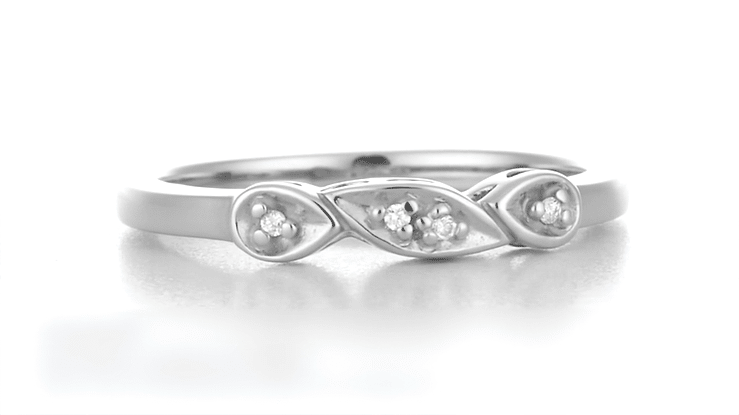 1950's Retro Moderne Diamond Filigree Wedding Ring in White Gold - Item: WR380W10-LC - Image: 4