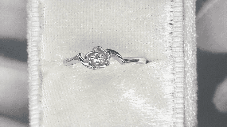 1950's Retro Moderne Rose Diamond Promise Ring in White Gold - 14K or 10K - Item: R377W10-LC - Image: 5