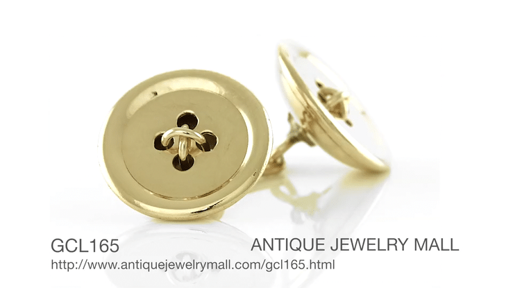 Vintage 1950's Threaded Button Cufflinks in 14 Karat Yellow Gold - Item: GCL165 - Image: 4