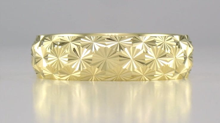 1950s Yellow Gold Mid Century Modern Starburst Carved Wedding Band - 6mm Wide - Item: R861Y10 - Image: 4