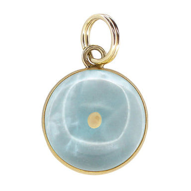 1960's Estate Matthew 17:20 Mustard Seed Charm in 14K Yellow Gold with Sky Blue Background