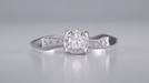 1960's Mid Century Modern Ribbons Vintage Diamond Enagement Ring in 14K White Gold