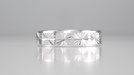 1960's Mid Century Starburst Engraved Flat Wedding Band in White Gold - 5mm Wide