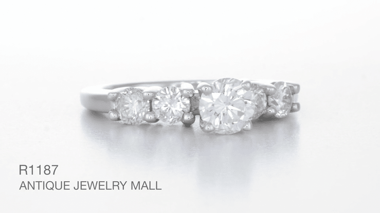 1960's Floating Diamonds Vintage Engagement Ring in Platinum - Item: R1187 - Image: 4