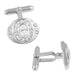 1970's Style Classic Oval Cufflinks Set with Cubic Zirconia ( CZ ) Gemstones in Solid Sterling Silver