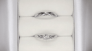 1970's Radiant Chevrons Vintage Bridal Set with Solitaire Diamond Engagement Ring and Wedding Band in 10 Karat White Gold