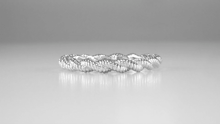1970's Vintage Inspired Platinum Twisted Rope Wedding Band - 2.8mm Wide - Item: R621P - Image: 3