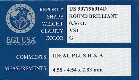 0.36 Carat Ideal Cut Hearts and Arrows Natural Loose Round Diamond G Color VS1 Clarity with EGL USA Report | Gorgeous! - Item: D552 - Image: 2