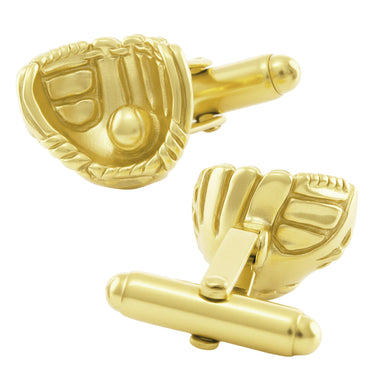 Baseball Glove and Baseball Cufflinks in Sterling Silver with Yellow Gold Finish - alternate view
