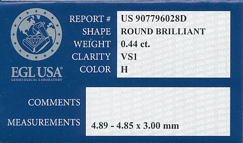 0.44 Carat Loose Round Diamond | VS1 Clarity H Color | EGL USA - Item: D564 - Image: 2