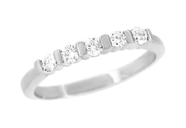 1980's Channel Set 5 Diamond Wedding Ring in White Gold - 14K or 18K