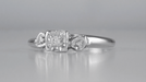 Addilyn Mid Century Modern Clovers and Hearts Vintage Diamond Engagement Ring in White Gold
