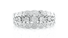 Amelia Art Deco Filigree Scalloped Wide Diamond Wedding Band in 14 Karat White Gold