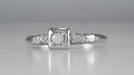 Anabel 1950's Vintage Mid Century Modern Square Halo Engagement Ring in 14 Karat White Gold