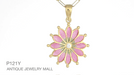 Antique 1910 Design Art Nouveau Plique a Jour Enamel Pendant Necklace with White Sapphire in Yellow Gold Vermeil over  Sterling Silver