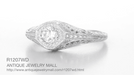 Art Deco 0.27 Carat Diamond Sunflowers Filigree Solitaire Engagement Ring in 14 Karat White Gold