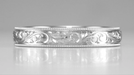 Antique Carved Acanthus Design Victorian Men's Wedding Band in White Gold - 4mm