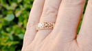 Edwardian Scroll Filigree White Sapphire Ring in 14 Karat Rose Gold