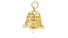 Movable Filigree Bell Charm with Pearl in 14 Karat Gold