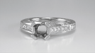 X & O Kisses 1 Carat Diamond Engagement Ring Setting in White Gold for an Asscher or Round Stone - 14K or 18K