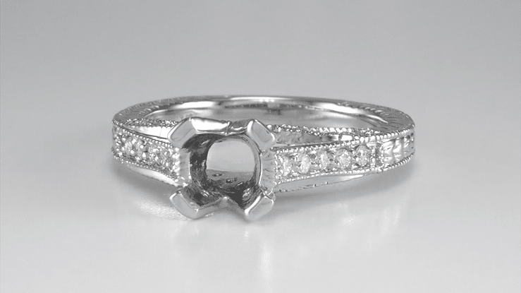 X & O Kisses 1 Carat Diamond Engagement Ring Setting in White Gold for an Asscher or Round Stone - 14K or 18K - Item: R1153W1K14-LC - Image: 6