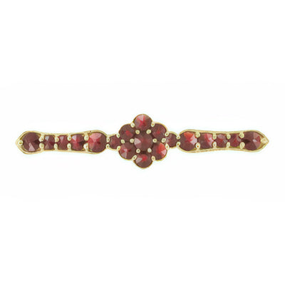 Bohemian Garnet Floral Bar Pin in Yellow Gold Vermeil Over Sterling Silver