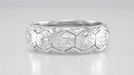 Ardsley Art Deco Honeycomb Filigree Engraved Antique Wide Diamond Wedding Ring in Platinum - Size 6.5