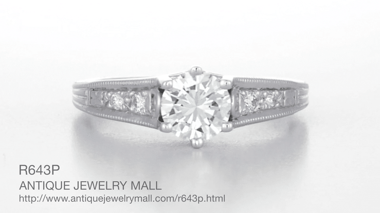 1920's Art Deco Wave Scroll Filigree Diamond Engagement Ring in Platinum - Item: R643P-LC - Image: 7