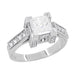 Art Deco 1.00 to 1.30 Carat Princess Cut Square Diamond Engagement Ring Setting in White Gold
