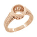 Art Deco Vintage Style 14K Rose Gold Filigree Bezel Setting Engagement Ring for a 1 - 1.25 Carat Round Diamond | Low Profile