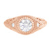 Rose Gold Art Deco Low Dome Engraved Filigree 3/4 Carat Diamond Engagement Ring