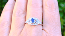 Lexington Art Deco Blue Sapphire and Diamonds Engagement Ring in White Gold