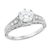 Art Deco Antique 1920's Style Diamond Scroll Side Filigree Engagement Ring in 14K White Gold