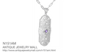 Art Deco Amethyst and Diamonds Floral Filigree Pendant Necklace in Sterling Silver