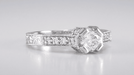 Art Deco 1/2 Carat Diamond Engraved Scrolls Castle Engagement Ring in Platinum