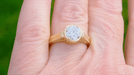 Art Deco Filigree Yellow Gold Low Profile Bezel Engagement Ring Setting for a 1 - 1.25 Carat Round Diamond | 14K or 18K