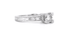 Art Deco Platinum Diamond Engagement Ring with 0.60 Carat EGL Certified Center Diamond in Hand Engraved Fishtail Setting