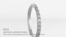 Art Deco Platinum Engraved Wheat Thin Wedding Band - 2mm Wide
