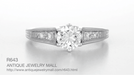 Art Deco Antique 1920's Style Diamond Scroll Side Filigree Engagement Ring in 14K White Gold