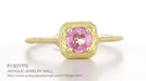 Art Deco Carved Filigree Yellow Gold Pink Sapphire Engagement Ring