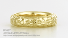 Art Deco Hibiscus Flowers Wedding Band in Yellow Gold - 14K or 18K