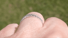 Art Deco Gently Curved Engraved Wheat Diamond Wedding Band in White Gold