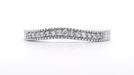 Art Deco Carved Wheat & Diamonds Curved Wedding Band in 14K or 18K White Gold