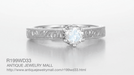 Art Deco Crown Filigree Scrolls Engraved 1/3 Carat Solitaire Diamond Engagement Ring in White Gold