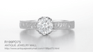 Art Deco Crown Filigree Scrolls Engraved 3/4 Carat Solitaire Diamond Engagement Ring in Platinum