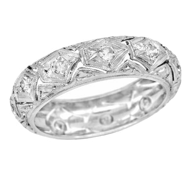 Art Deco Diamonds Millington Antique Wedding Band in Platinum - Size 5