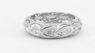 Art Deco Diamonds and Hearts Springdale Antique Engraved Wedding Band in Platinum - Size 5