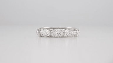 Art Deco Drakeville Engraved Antique Filigree Diamond Wedding Band in Platinum - Size 7 1/4 - alternate view